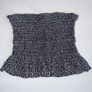 American Eagle Smocked Tube Top Navy & White